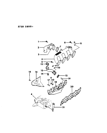 1985 Dodge Conquest Manifold - Intake & Exhaust Diagram 4