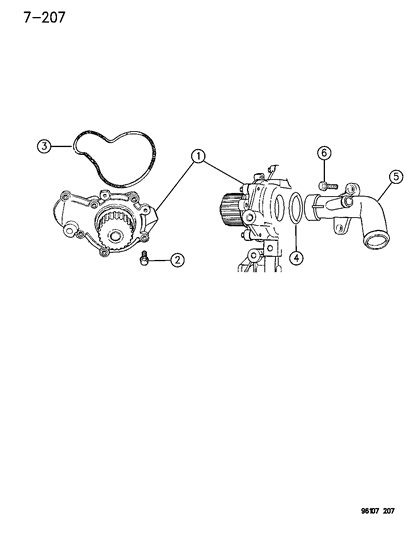 1996 Dodge Grand Caravan Water Pump & Related Parts Diagram 1