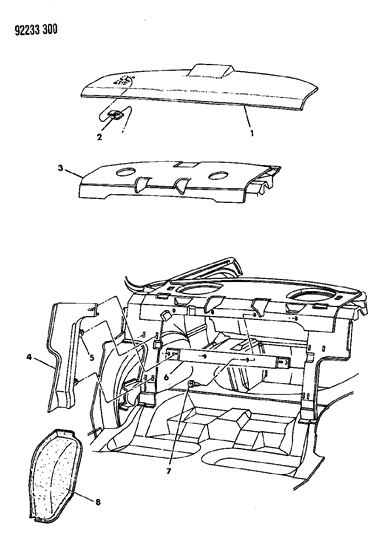 1992 Chrysler LeBaron Shelf Panel And Related Parts Diagram