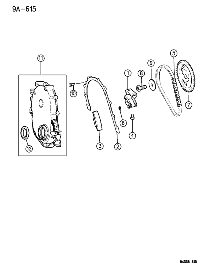 1996 Dodge Dakota Timing Gear & Case & Cover Diagram 1