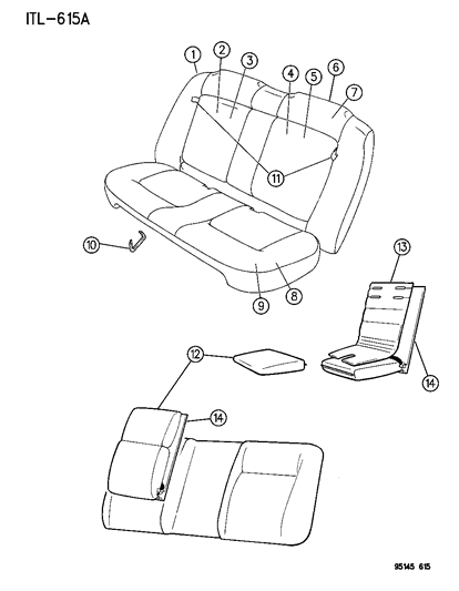 1995 Dodge Neon Cover - Rear Back Collar Diagram for JK62PD3