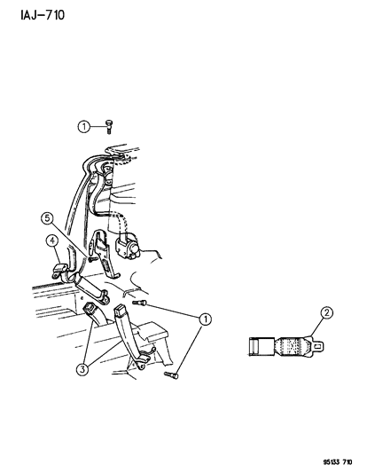 1995 Chrysler LeBaron Belt - Front Seat Diagram 1