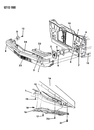 1992 Chrysler New Yorker Fifth Avenue Fascia, Front Diagram 2