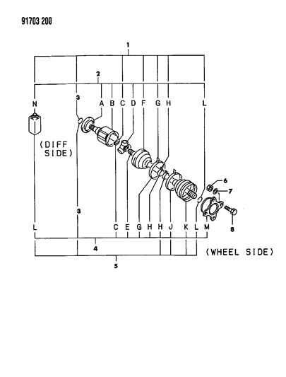 1991 Dodge Stealth Rear Axle Drive Shaft Diagram