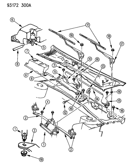 1993 Dodge Spirit Windshield Wiper & Washer System Diagram