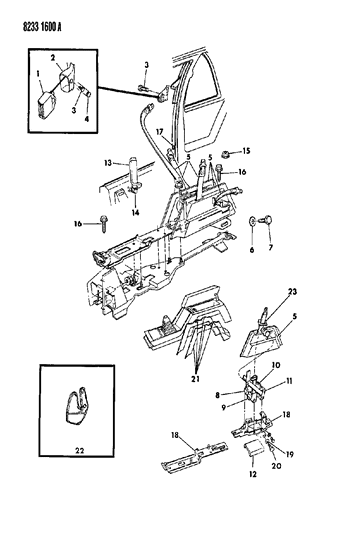 1988 Chrysler LeBaron Belt - Front Seat Diagram 2