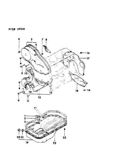 1986 Chrysler Conquest Oil Pan & Timing Belt Cover Diagram 5