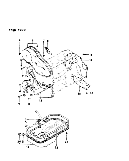 1985 Dodge Colt Oil Pan & Timing Belt Cover Diagram 5