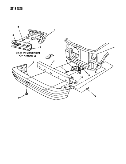 1988 Dodge Caravan Fascia, Front Diagram