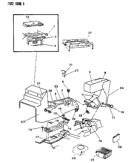 1987 Dodge Aries Console & Arm Rest Diagram