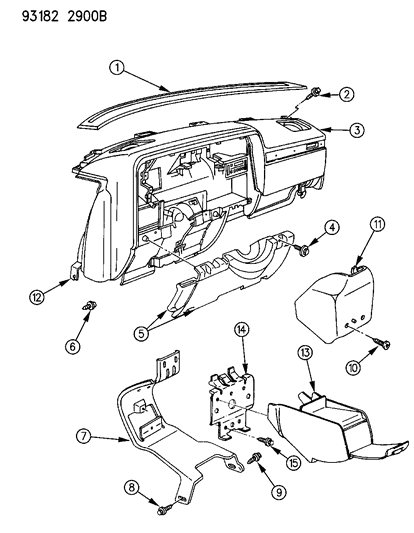 1993 Chrysler Imperial Instrument Panel Panel & Pad Diagram