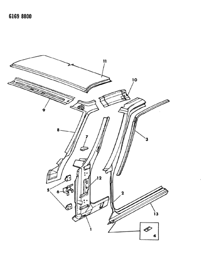 1986 Chrysler Laser Body Front Pillar Diagram