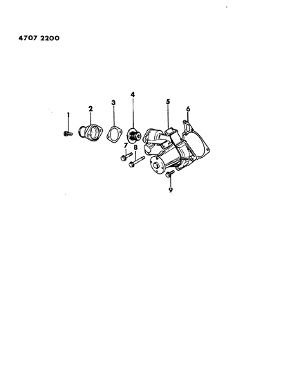 1984 Chrysler Conquest Water Pump & Thermostat Diagram