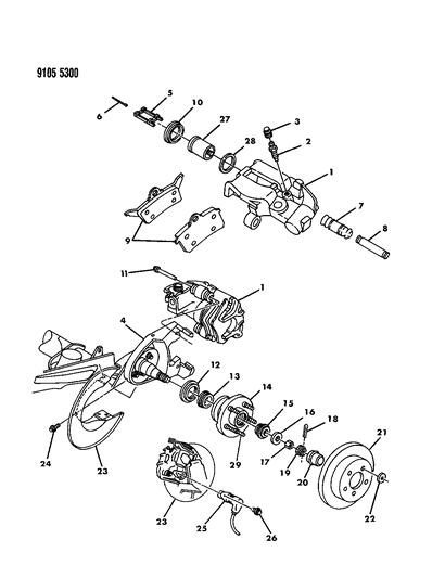 1989 Chrysler New Yorker Sleeve-Rear Wheel Disc Brake Diagram for 4383459