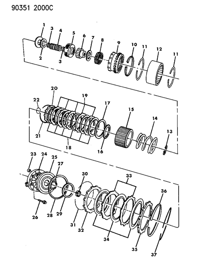 1990 Dodge W350 Clutch, Overdrive With Gear Train Diagram 1