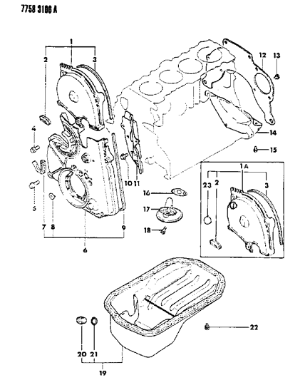 1988 Dodge Colt Oil Pan & Timing Belt Cover Diagram 4