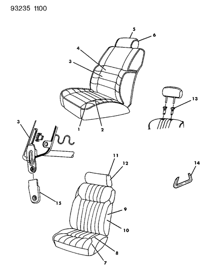 1993 Chrysler LeBaron Sedan Front Seat Diagram 1