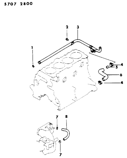 1985 Dodge Ram 50 Water Hose & Pipe Diagram 1