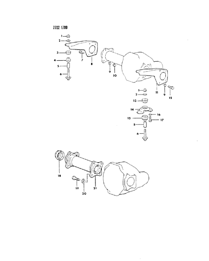 1988 Dodge Ram 50 Mounts & Axle Housing, Front Differential Diagram