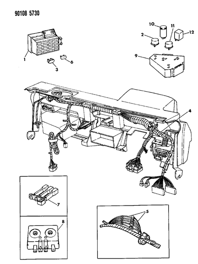 1990 Chrysler LeBaron Sedan Wiring - Instrument Panel Diagram
