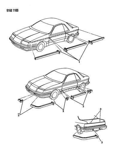 1989 Chrysler LeBaron Tape Stripes & Decals - Exterior View Diagram