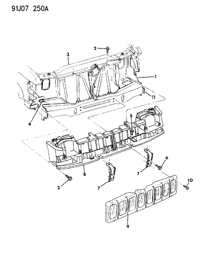 1993 Jeep Grand Cherokee REINFMNT-Grille OPNG Diagram for 55054886