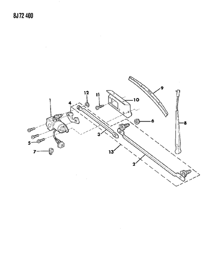 1988 Jeep Wrangler W/SHLD Wiper Connecting 0 Diagram for 4494573