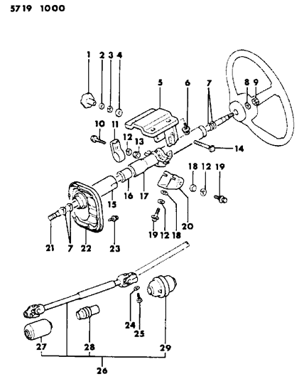 1985 Dodge Ram 50 Column, Power Steering Diagram 1