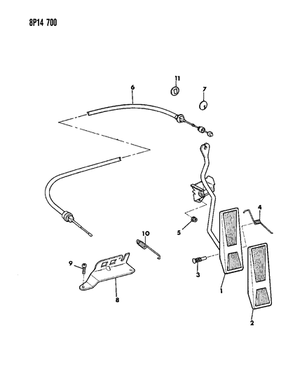 1992 Dodge Monaco Accelerator Pedal & Linkage Diagram