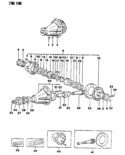 1988 Dodge Ram 50 SPACER-Rear Differential PINION Bearing Diagram for MB569368
