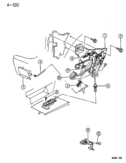 1994 Chrysler LeBaron Sedan Lever - Parking Brake Diagram