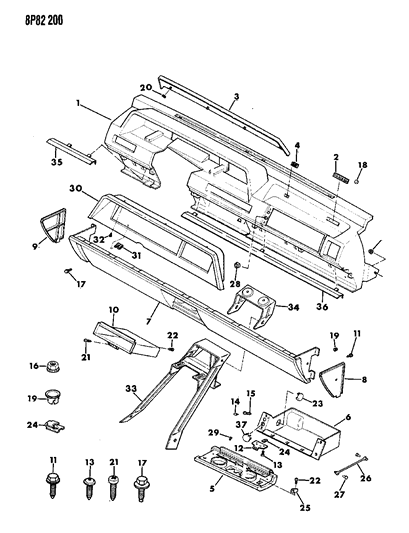 1990 Dodge Monaco Instrument Panel With Passive Restraints Diagram