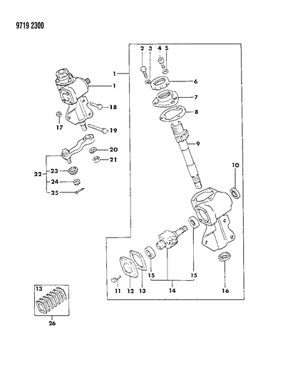 1989 Dodge Ram 50 Gear - Manual Steering Diagram