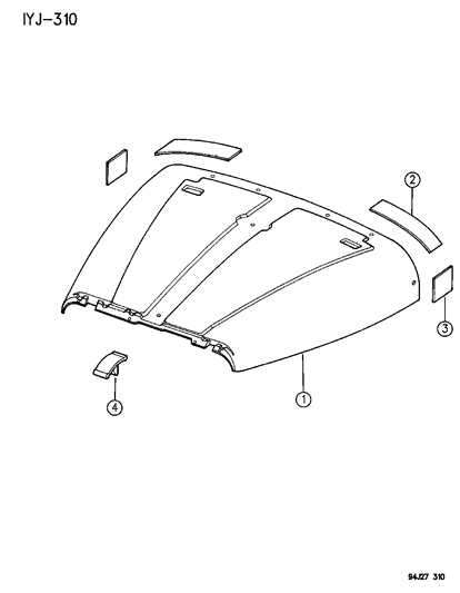 1995 Jeep Wrangler Insulation Cowl & Hood Diagram