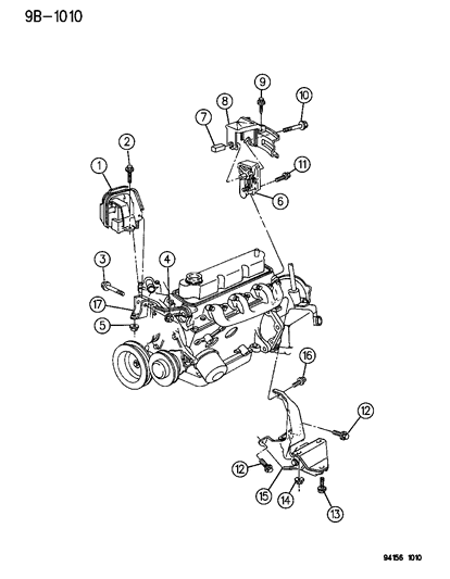 1995 Chrysler Town & Country Support Engine Right Diagram for 4668143