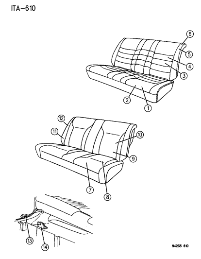 1994 Chrysler LeBaron Sedan Rear Seat Diagram 1