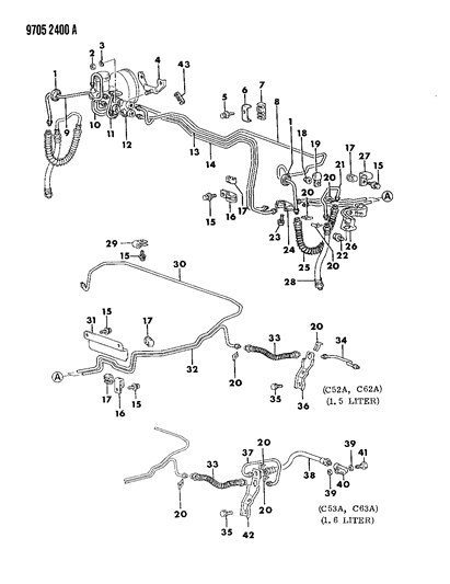 1989 Dodge Colt RETAINER-Brake Tube Diagram for MB344693