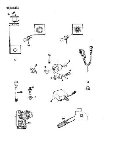 1992 Jeep Comanche Switches & Sending Units Diagram