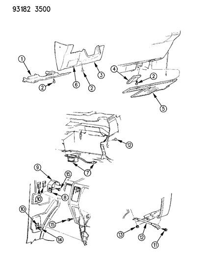 1993 Dodge Grand Caravan Instrument Panel Silencers & Covers Diagram