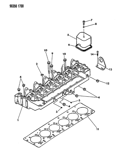 1990 Dodge W150 Head-Cylinder Diagram for R5013850AA