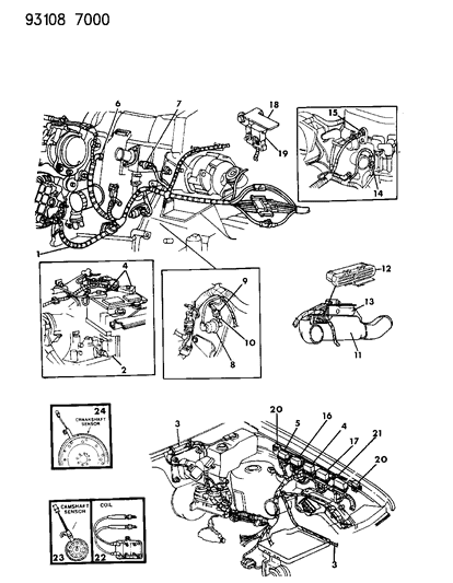 1993 Chrysler Town & Country Wiring - Engine & Related Parts Diagram