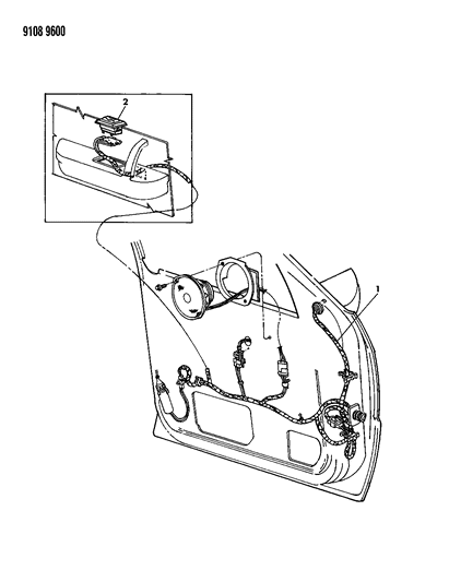 1989 Dodge Shadow Wiring & Switches - Front Door Diagram