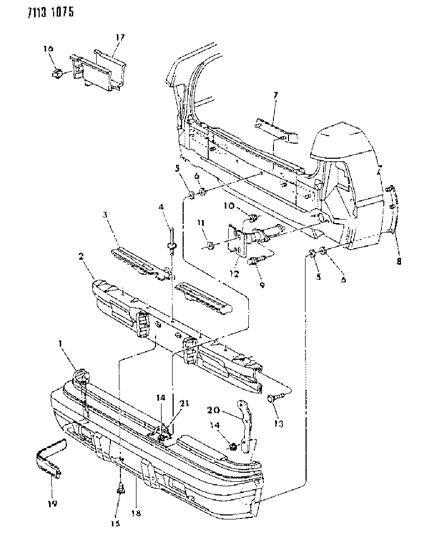 1987 Chrysler LeBaron Premium Fascia, Bumper Rear Diagram