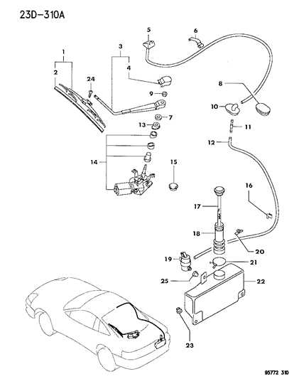 1996 Dodge Stealth Nozzle-Window Washer Tube Diagram for MB171570