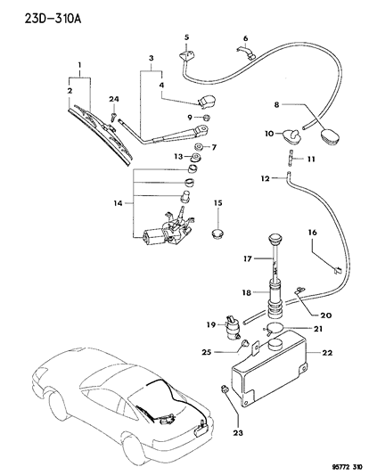 1996 Dodge Stealth Arm WIPER Rear Window WIPER Diagram for MB622941