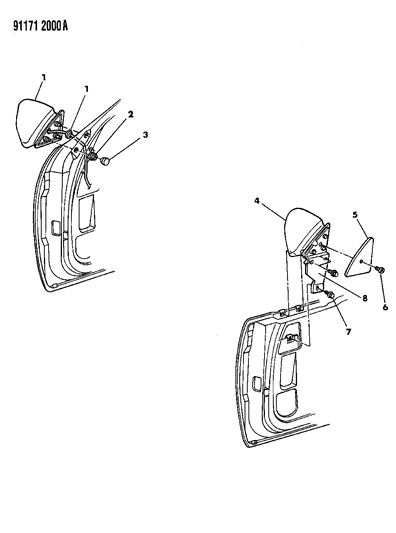 1991 Chrysler LeBaron GTC Mirror - Exterior Diagram