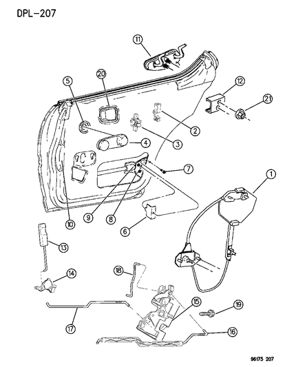 1996 Dodge Neon Handle-Rear Door I/S Remote Control-Rt Diagram for FX39PF6