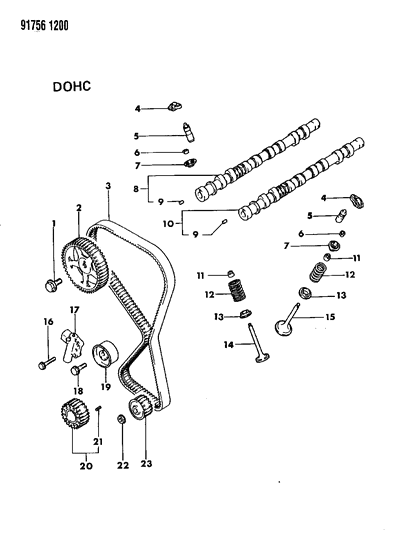 1991 Dodge Stealth Camshaft & Valves Diagram 1