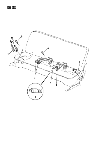 1988 Chrysler New Yorker Turbo Belt - Front Seat Diagram 2