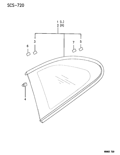 1995 Chrysler Sebring Glass Diagram for MB882466